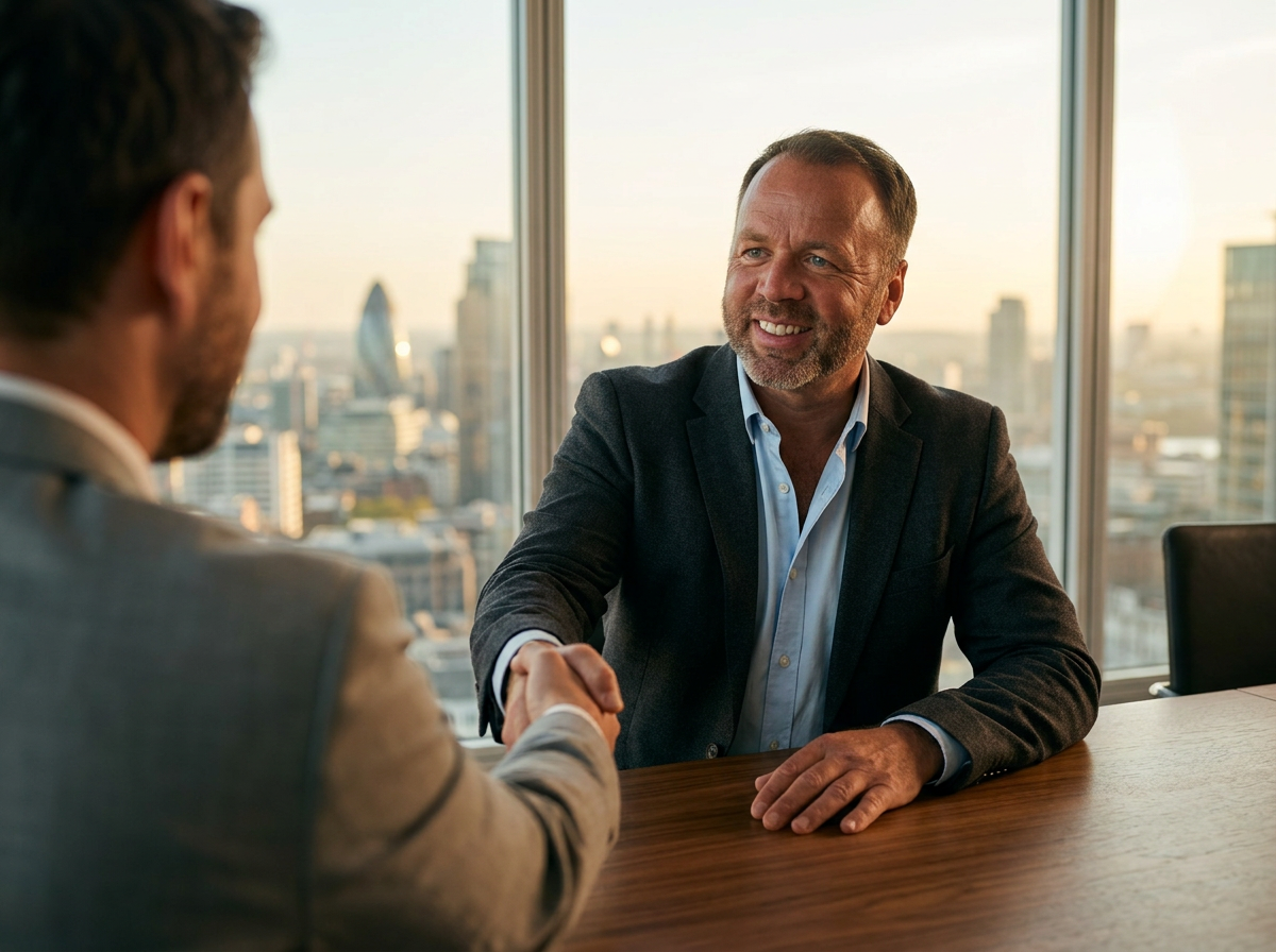 Sales consultant closing a partnership with a client